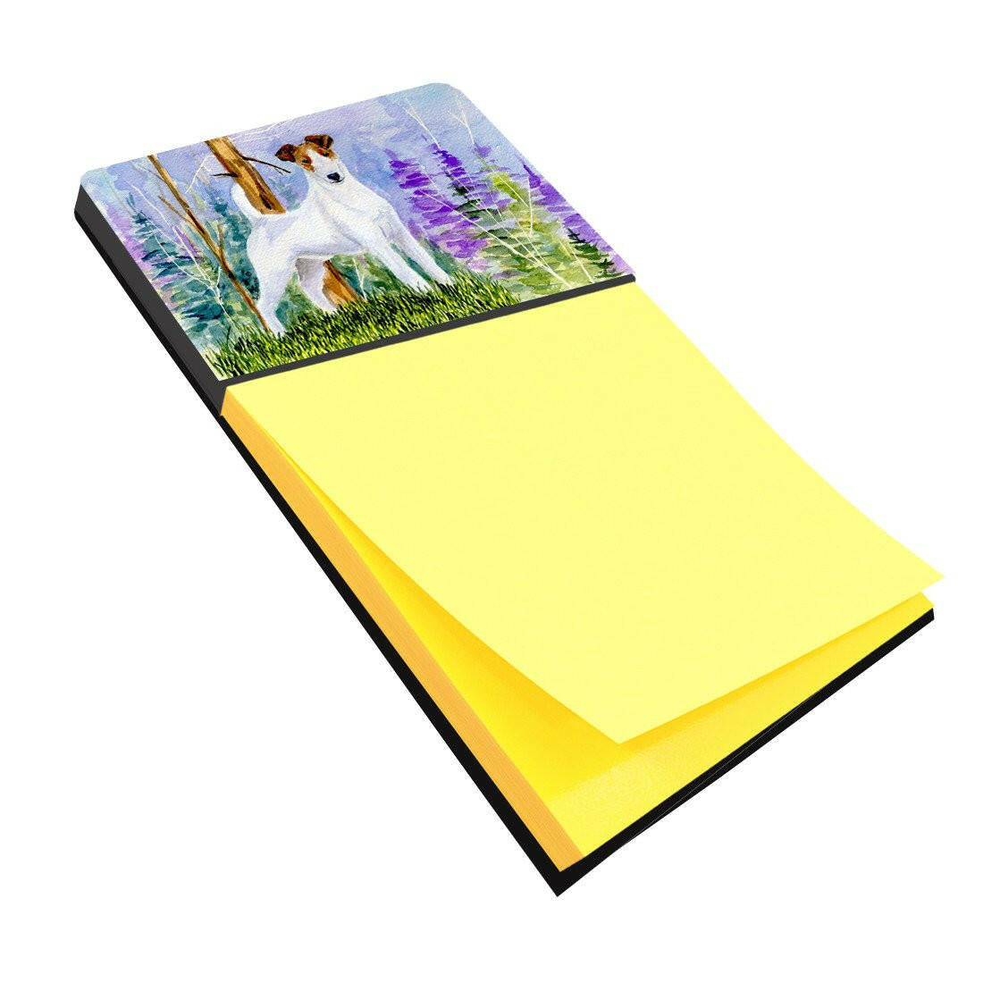 Jack Russell Terrier Watercolor Sticky Note Holder Refillable Dispenser Desk Accessory 3x3 Pad Gift