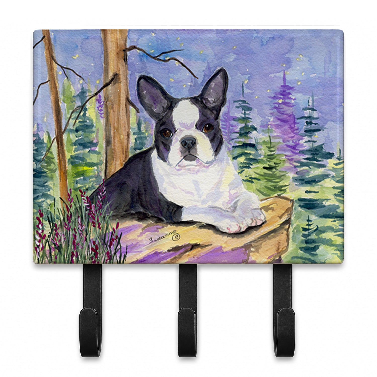 Boston Terrier Leash or Key Holder Wall Hooks, Coat Rack Wall Mount, for Hanging Keys, Towels, Aprons, Leashes