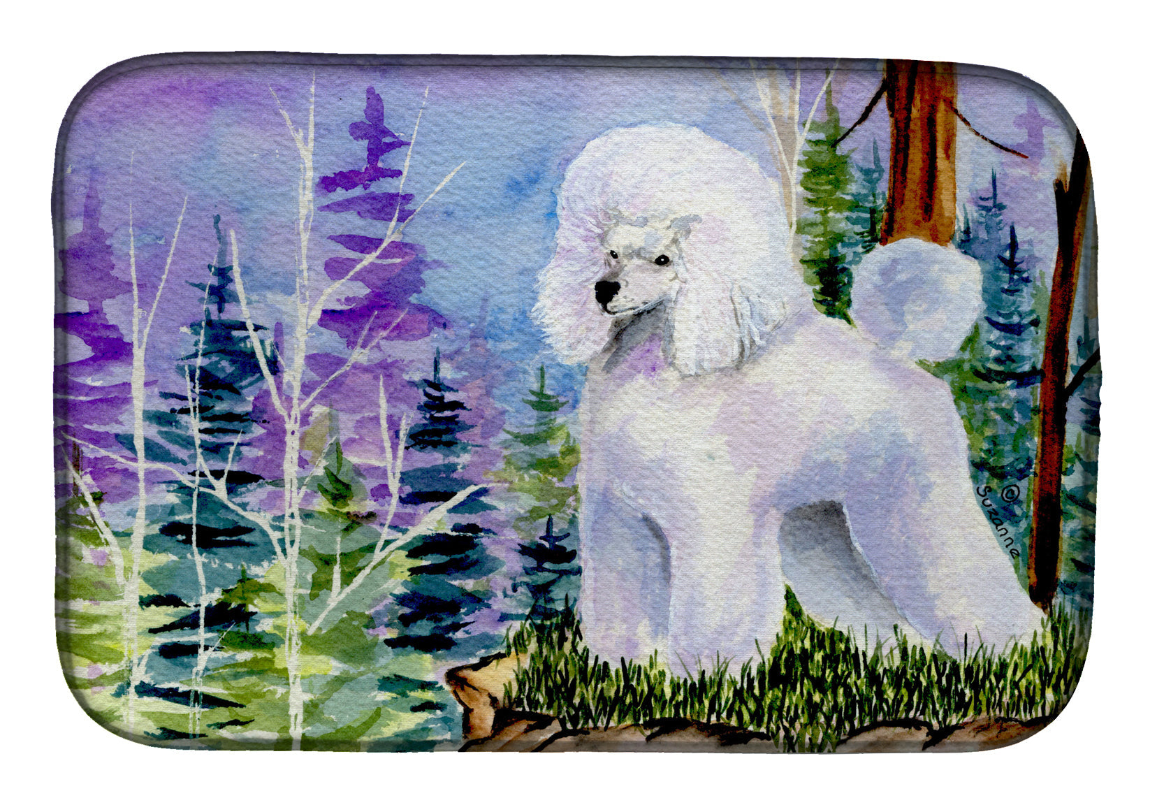 Poodle Dish Drying Mat Absorbent Dish Drying Mat Pad for Kitchen Counter Dish Drainer Mat for Countertop, 14 x 21", Multicolor