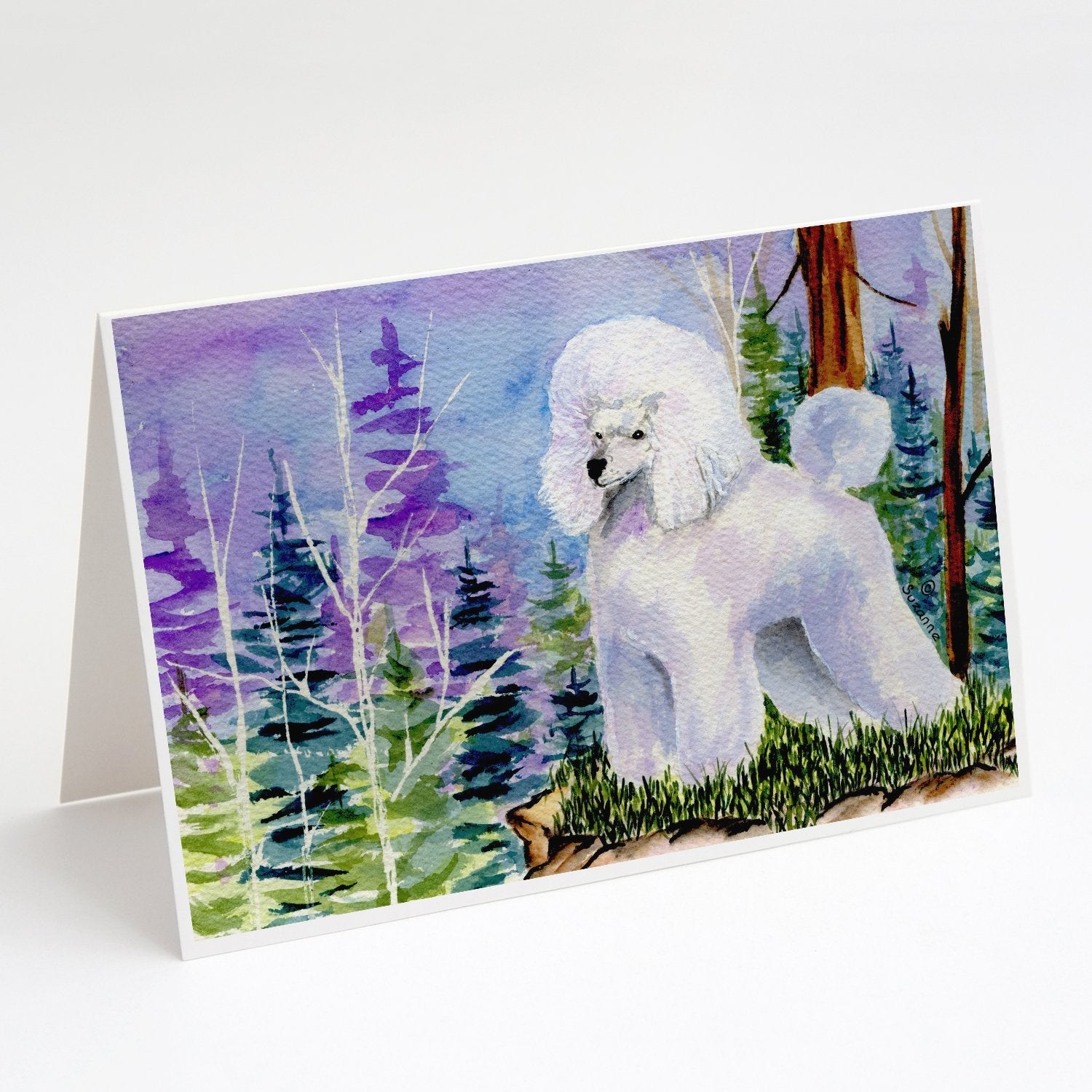 Poodle Greeting Cards Pack of 8 Blank Cards with Envelopes Whimsical A7 Size 5x7
