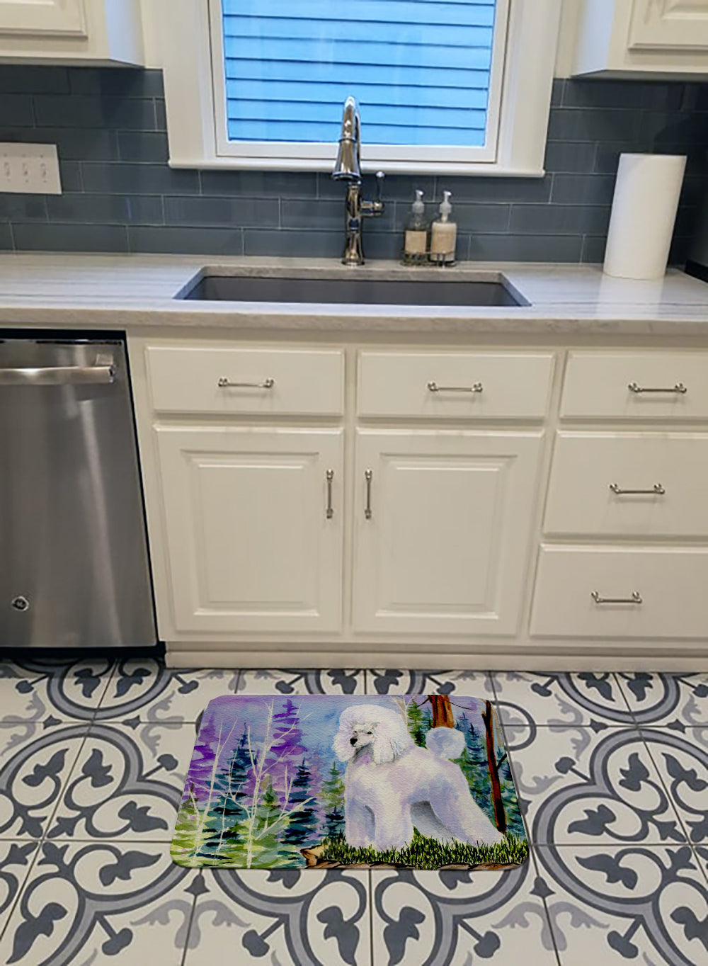 Poodle Memory Foam Kitchen Mat Machine Washable Anti-Fatigue Cushion Comfort Bath or Kitchen Rug