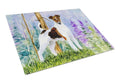 Jack Russell Terrier Cutting Board Tempered Glass Kitchen Cutting Surface, Heat Resistant Chopping, Non-Slip Feet, Food Prep & Serving