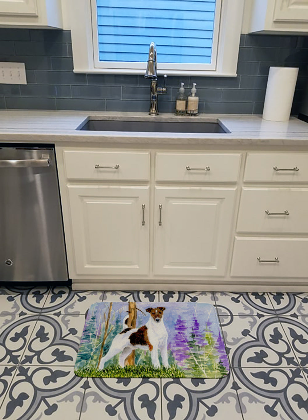 Jack Russell Terrier Memory Foam Kitchen Mat Machine Washable Anti-Fatigue Cushion Comfort Bath or Kitchen Rug