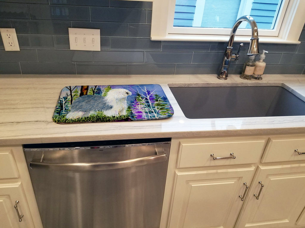 Old English Sheepdog Dish Drying Mat Absorbent Dish Drying Mat Pad for Kitchen Counter Dish Drainer Mat for Countertop, 14 x 21", Multicolor