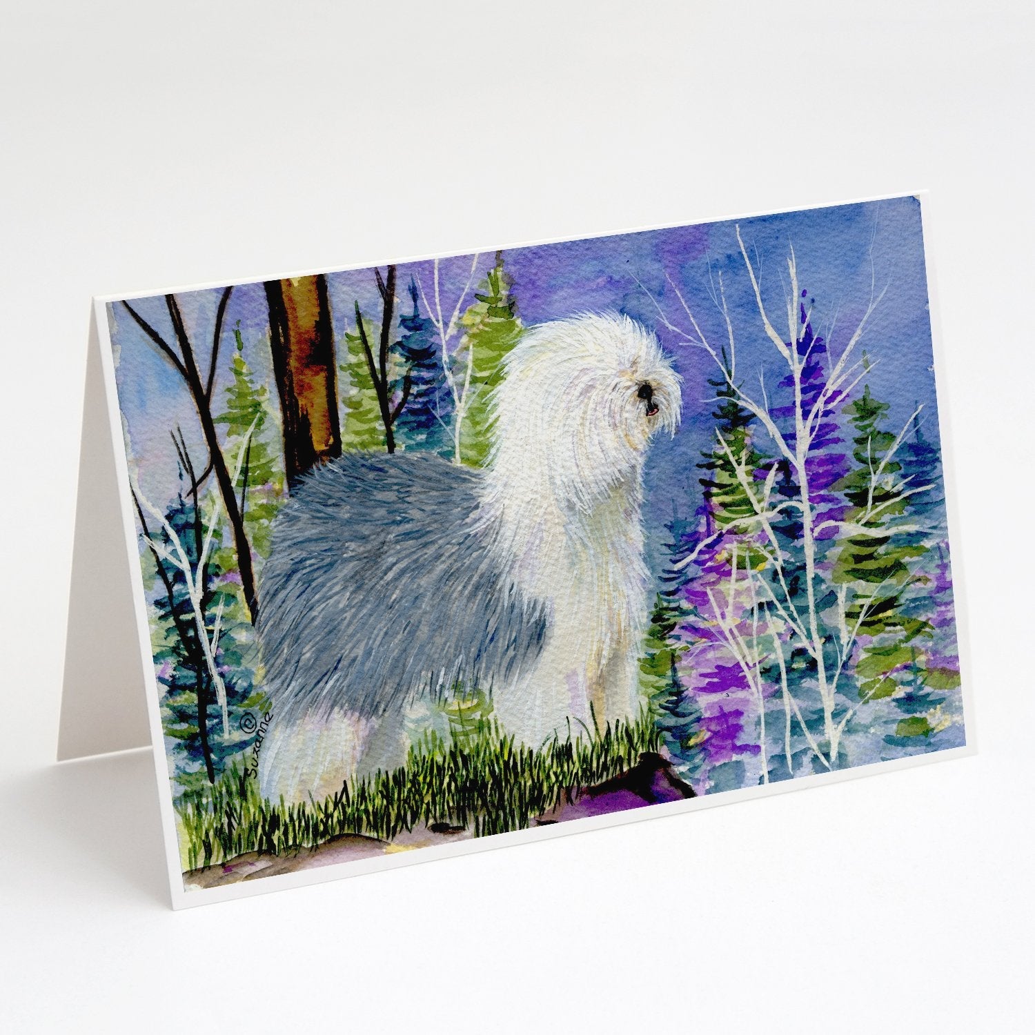 Old English Sheepdog Greeting Cards Pack of 8 Blank Cards with Envelopes Whimsical A7 Size 5x7