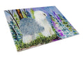 Old English Sheepdog Cutting Board Tempered Glass Kitchen Cutting Surface, Heat Resistant Chopping, Non-Slip Feet, Food Prep & Serving