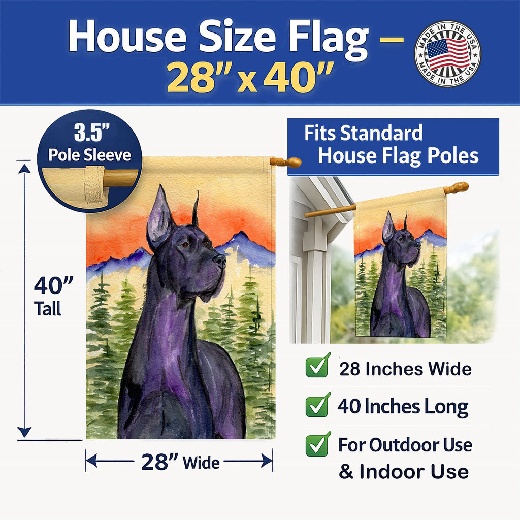 Great Dane House Flag 28x40 Porch Sleeve Pole Decorative Outside Yard Banner Artwork Wall Hanging, Polyester