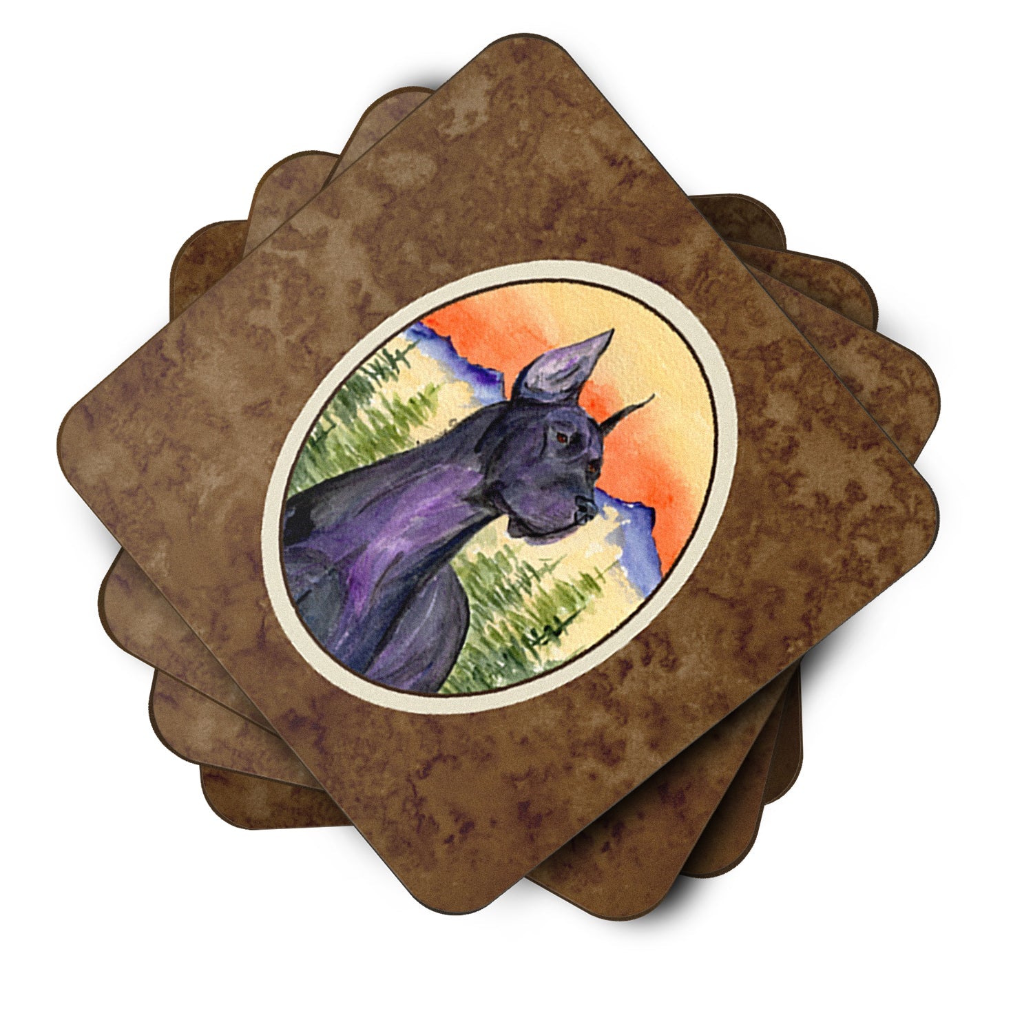 Great Dane Foam Coasters Set of 4 Cup Coasters for Indoor Outdoor, Tabletop Protection, Anti Slip, Mouse pad Material