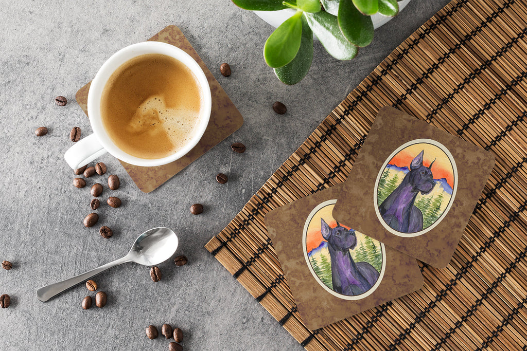 Great Dane Foam Coasters Set of 4 Cup Coasters for Indoor Outdoor, Tabletop Protection, Anti Slip, Mouse pad Material