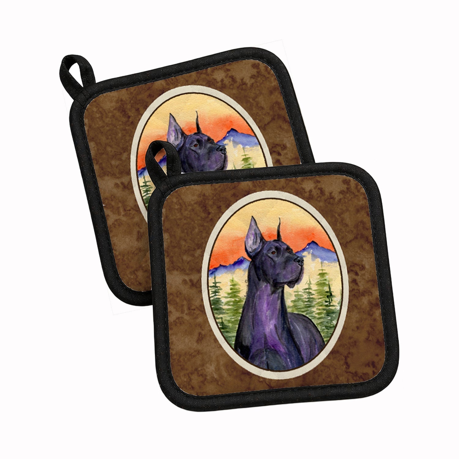 Great Dane Pot Holder Set of 2 Heat Resistant Quilted Hot Pads 7.5 x 7.5 Inch, Insulated Kitchen Trivets for Cooking & Baking