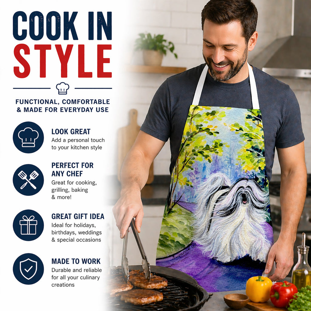Tibetan Terrier Apron Cooking Kitchen Server Baking Crafts Gardening for Adult Women Men, Unisex, Large, Multicolor