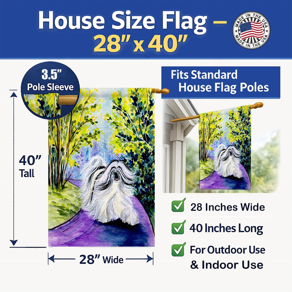 Tibetan Terrier House Flag 28x40 Porch Sleeve Pole Decorative Outside Yard Banner Artwork Wall Hanging, Polyester