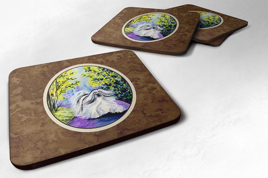 Tibetan Terrier Foam Coasters Set of 4 Cup Coasters for Indoor Outdoor, Tabletop Protection, Anti Slip, Mouse pad Material