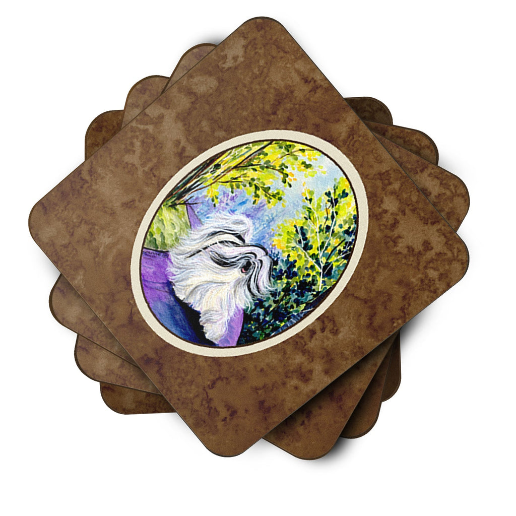 Tibetan Terrier Foam Coasters Set of 4 Cup Coasters for Indoor Outdoor, Tabletop Protection, Anti Slip, Mouse pad Material