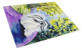 Tibetan Terrier Cutting Board Tempered Glass Kitchen Cutting Surface, Heat Resistant Chopping, Non-Slip Feet, Food Prep & Serving