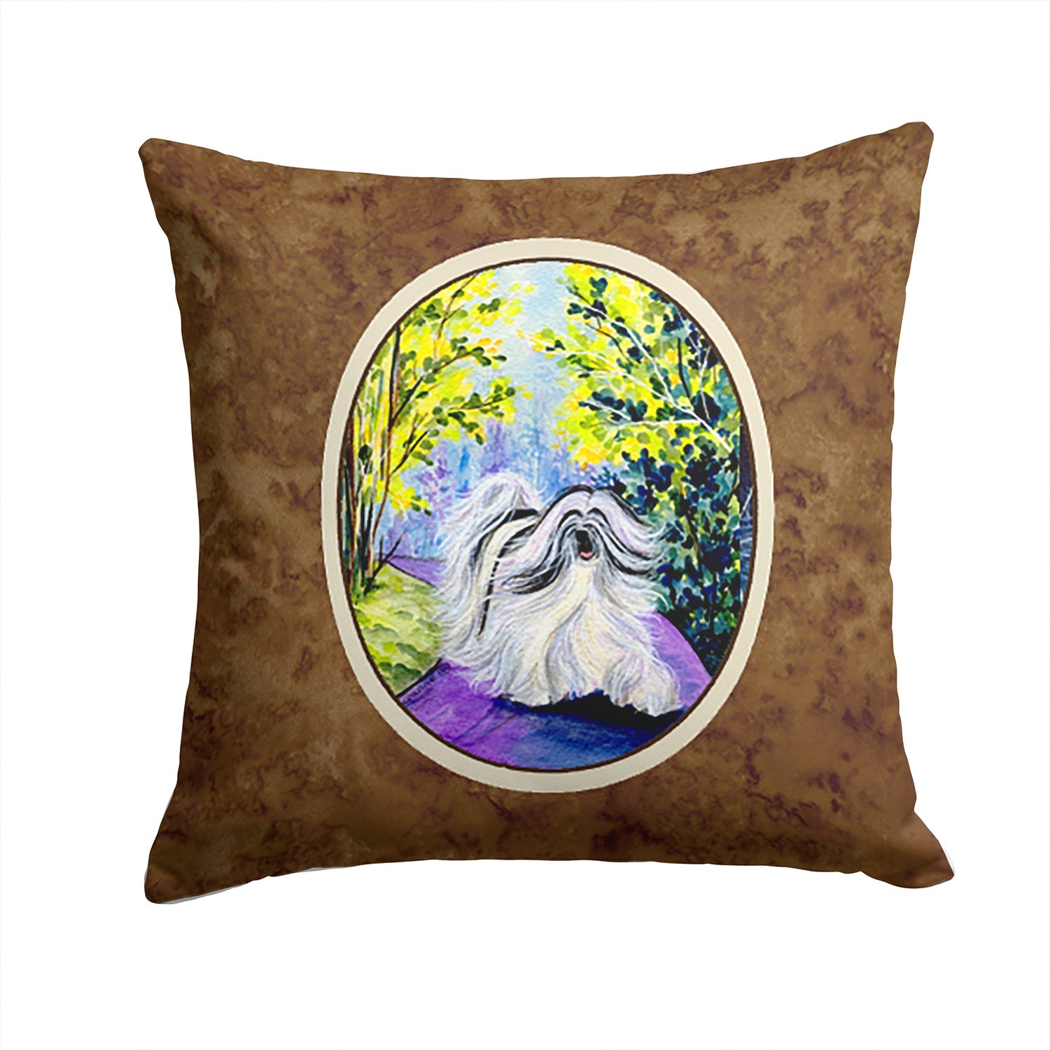 Tibetan Terrier Decorative Throw Pillow 14x14 Indoor Outdoor Accent Cushion, Fabric Cover with Insert for Sofa, Bed, Porch & Living Room