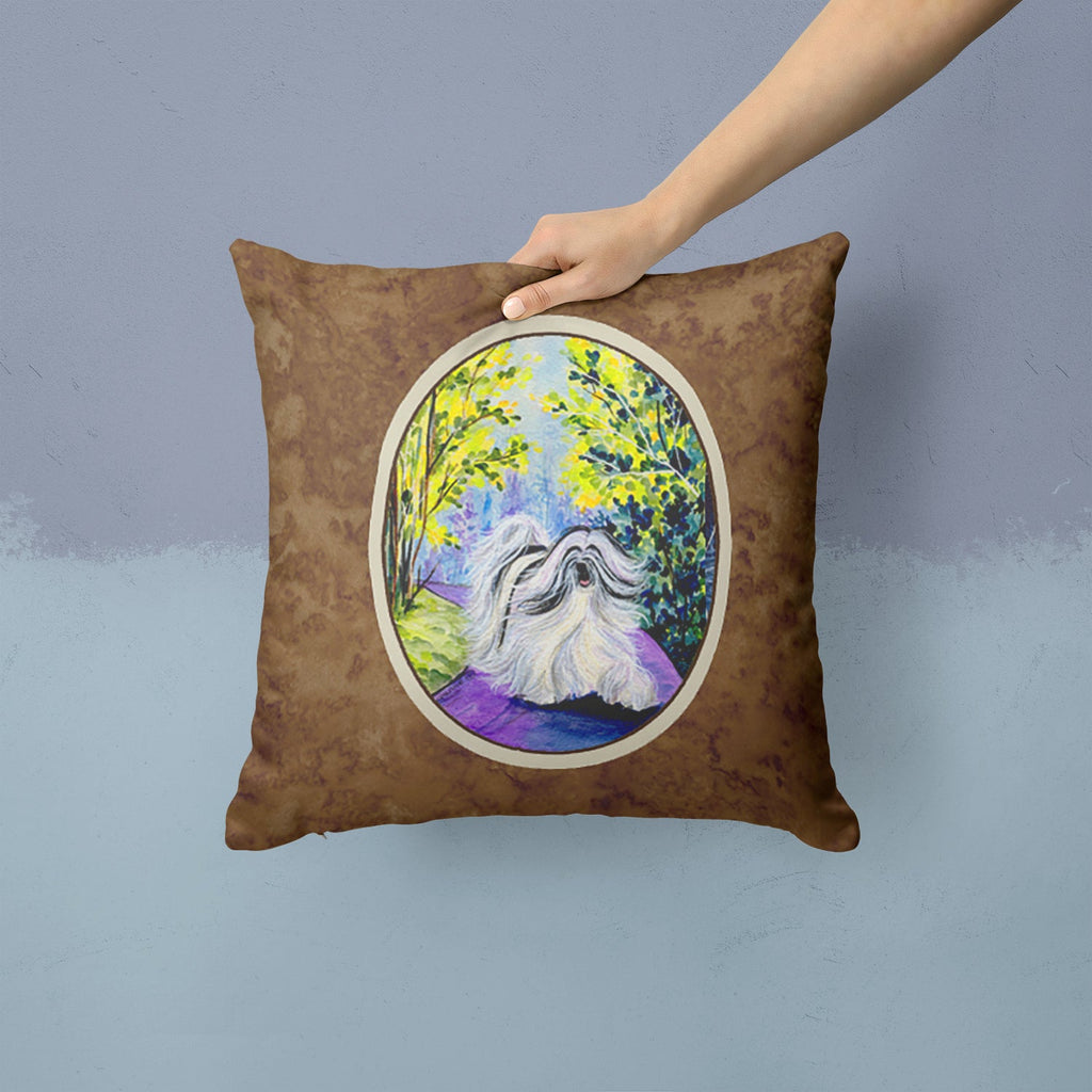 Tibetan Terrier Decorative Throw Pillow 14x14 Indoor Outdoor Accent Cushion, Fabric Cover with Insert for Sofa, Bed, Porch & Living Room