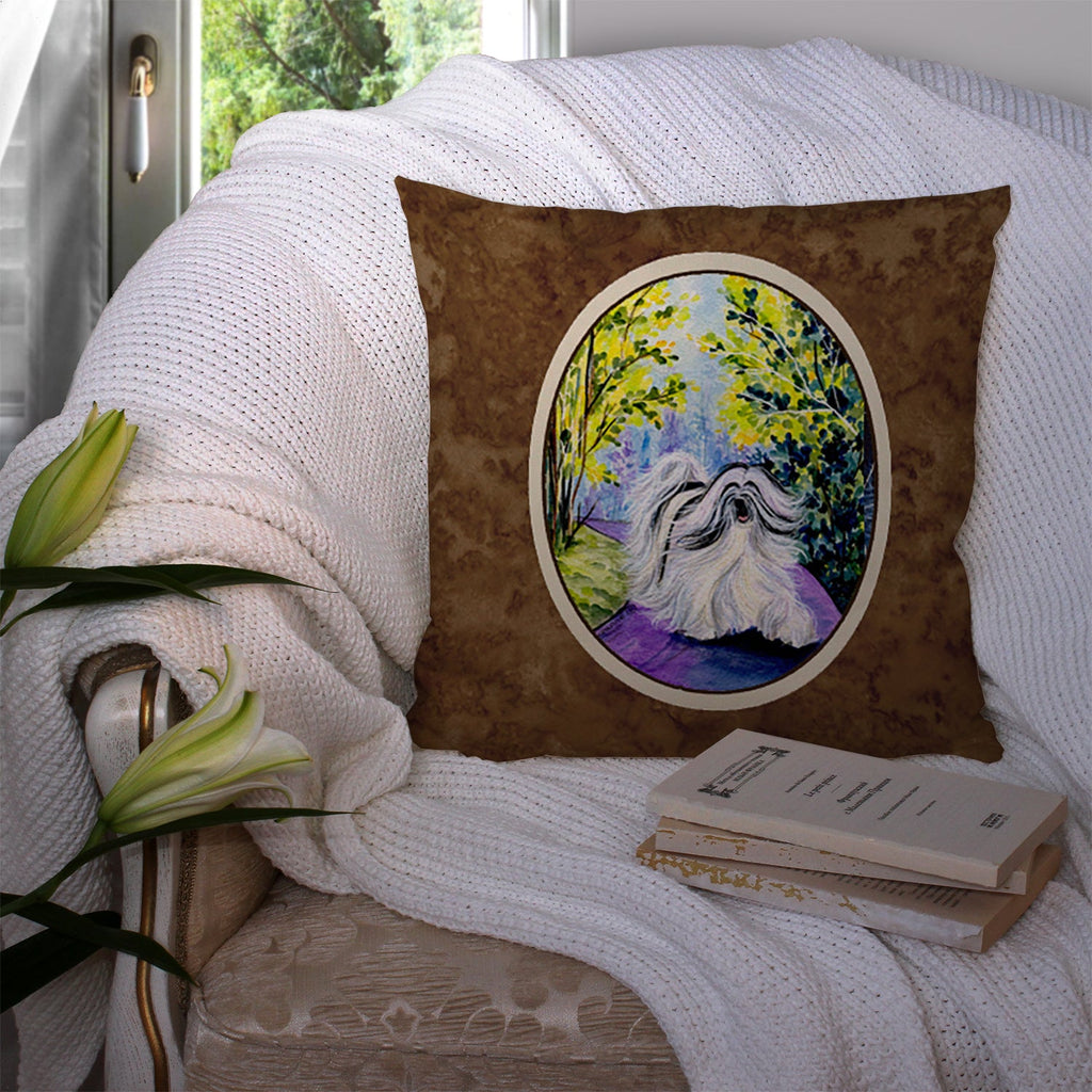 Tibetan Terrier Decorative Throw Pillow 14x14 Indoor Outdoor Accent Cushion, Fabric Cover with Insert for Sofa, Bed, Porch & Living Room