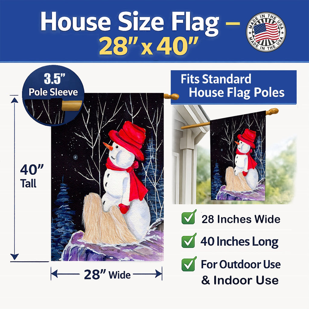 Lhasa Apso House Flag 28x40 Porch Sleeve Pole Decorative Outside Yard Banner Artwork Wall Hanging, Polyester