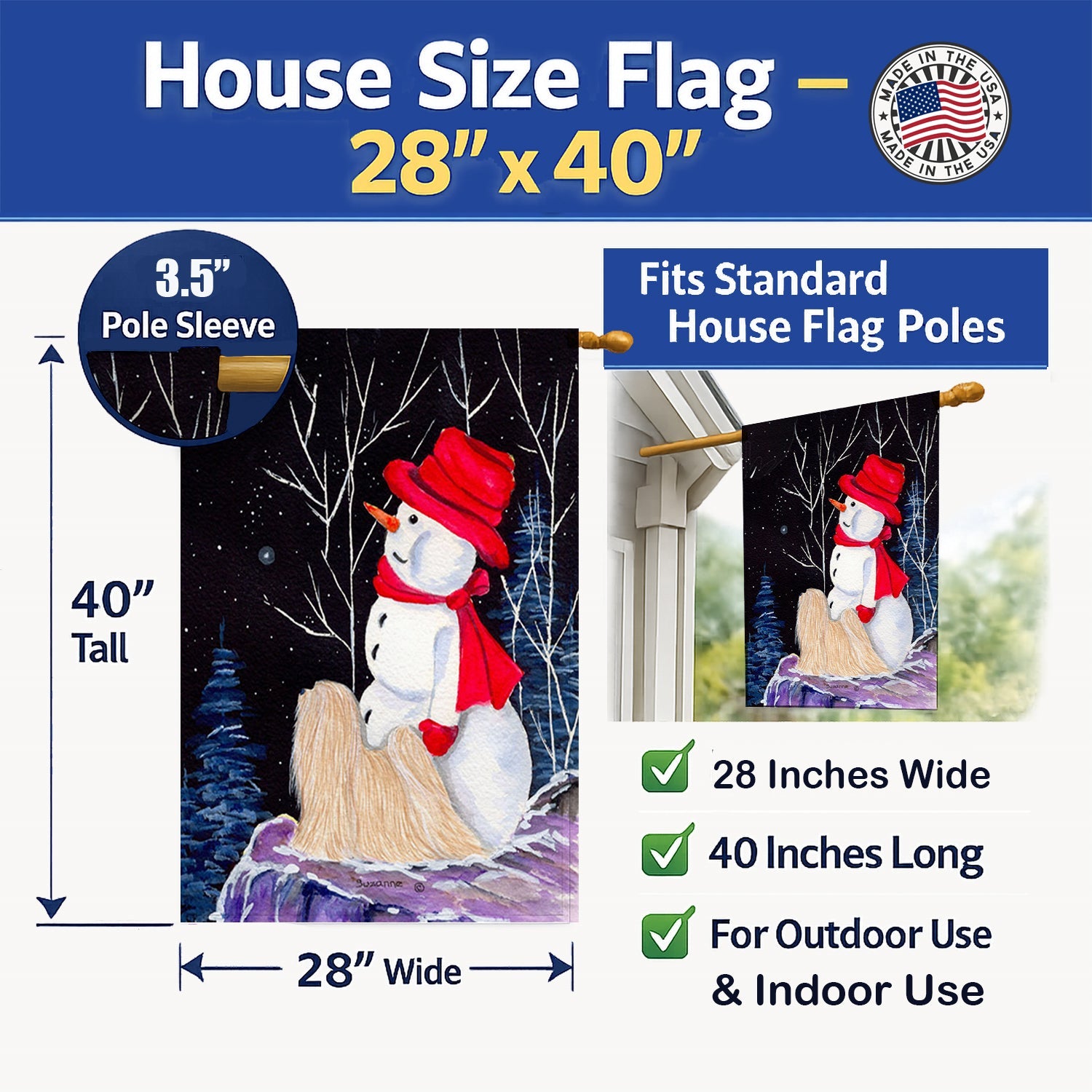 Lhasa Apso House Flag 28x40 Porch Sleeve Pole Decorative Outside Yard Banner Artwork Wall Hanging, Polyester