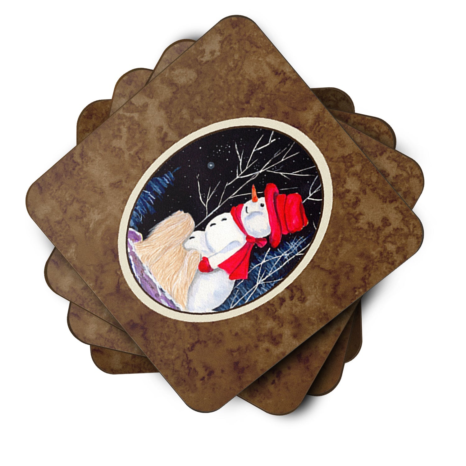 Lhasa Apso Foam Coasters Set of 4 Cup Coasters for Indoor Outdoor, Tabletop Protection, Anti Slip, Mouse pad Material