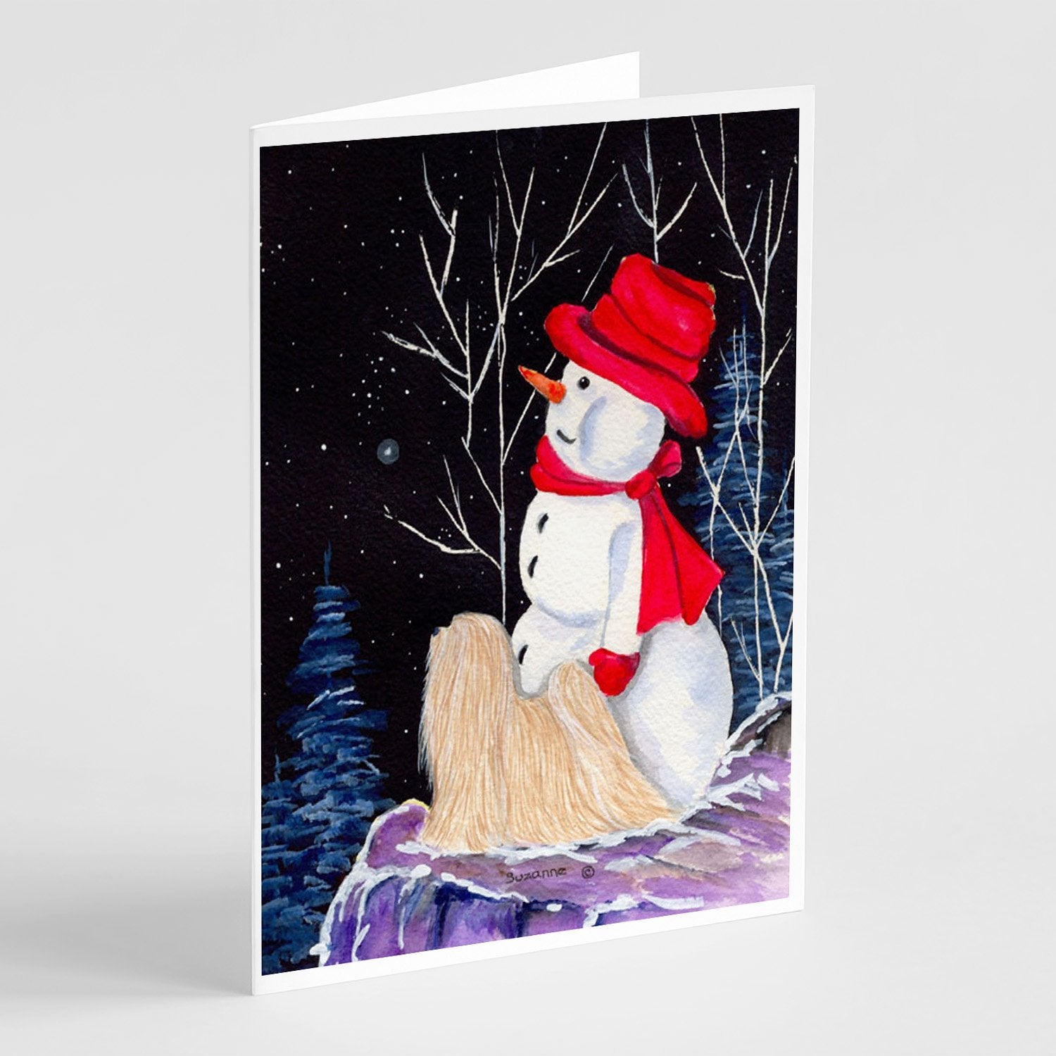 Lhasa Apso Greeting Cards Pack of 8 Blank Cards with Envelopes Whimsical A7 Size 5x7