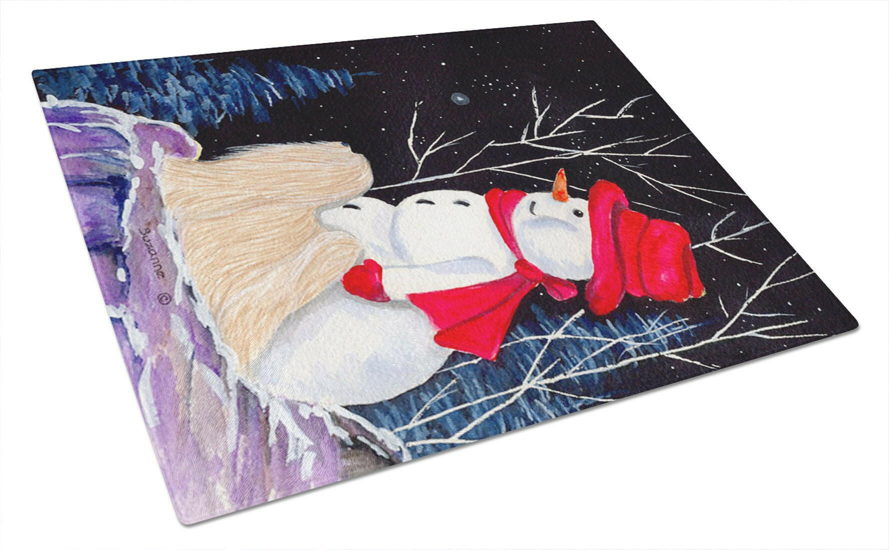Lhasa Apso Cutting Board Tempered Glass Kitchen Cutting Surface, Heat Resistant Chopping, Non-Slip Feet, Food Prep & Serving