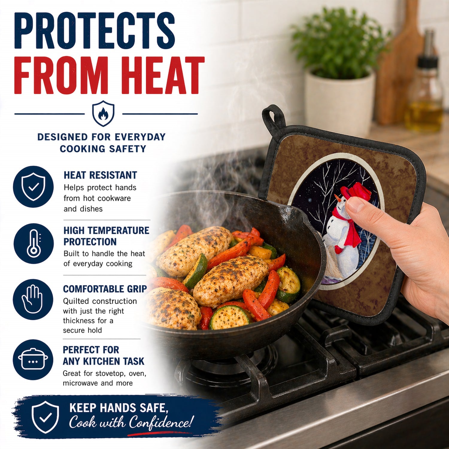 Lhasa Apso Pot Holder Set of 2 Heat Resistant Quilted Hot Pads 7.5 x 7.5 Inch, Insulated Kitchen Trivets for Cooking & Baking