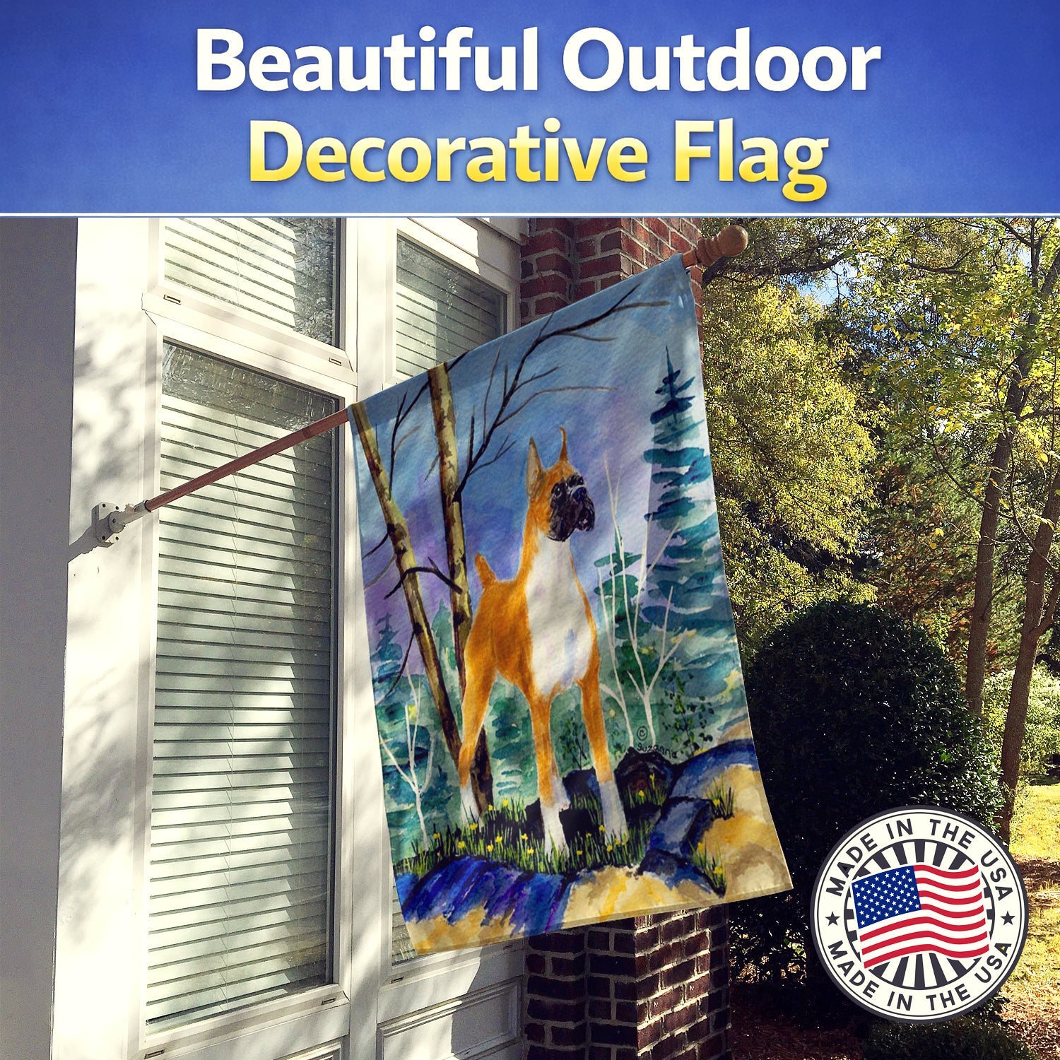 Boxer House Flag 28x40 Porch Sleeve Pole Decorative Outside Yard Banner Artwork Wall Hanging, Polyester