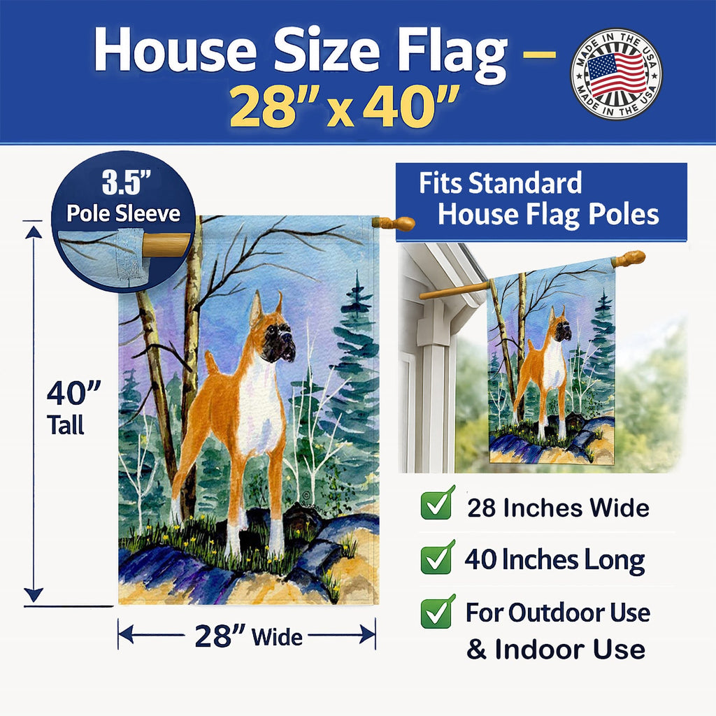 Boxer House Flag 28x40 Porch Sleeve Pole Decorative Outside Yard Banner Artwork Wall Hanging, Polyester
