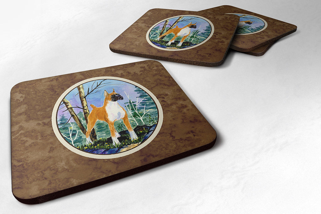 Boxer Foam Coasters Set of 4 Cup Coasters for Indoor Outdoor, Tabletop Protection, Anti Slip, Mouse pad Material
