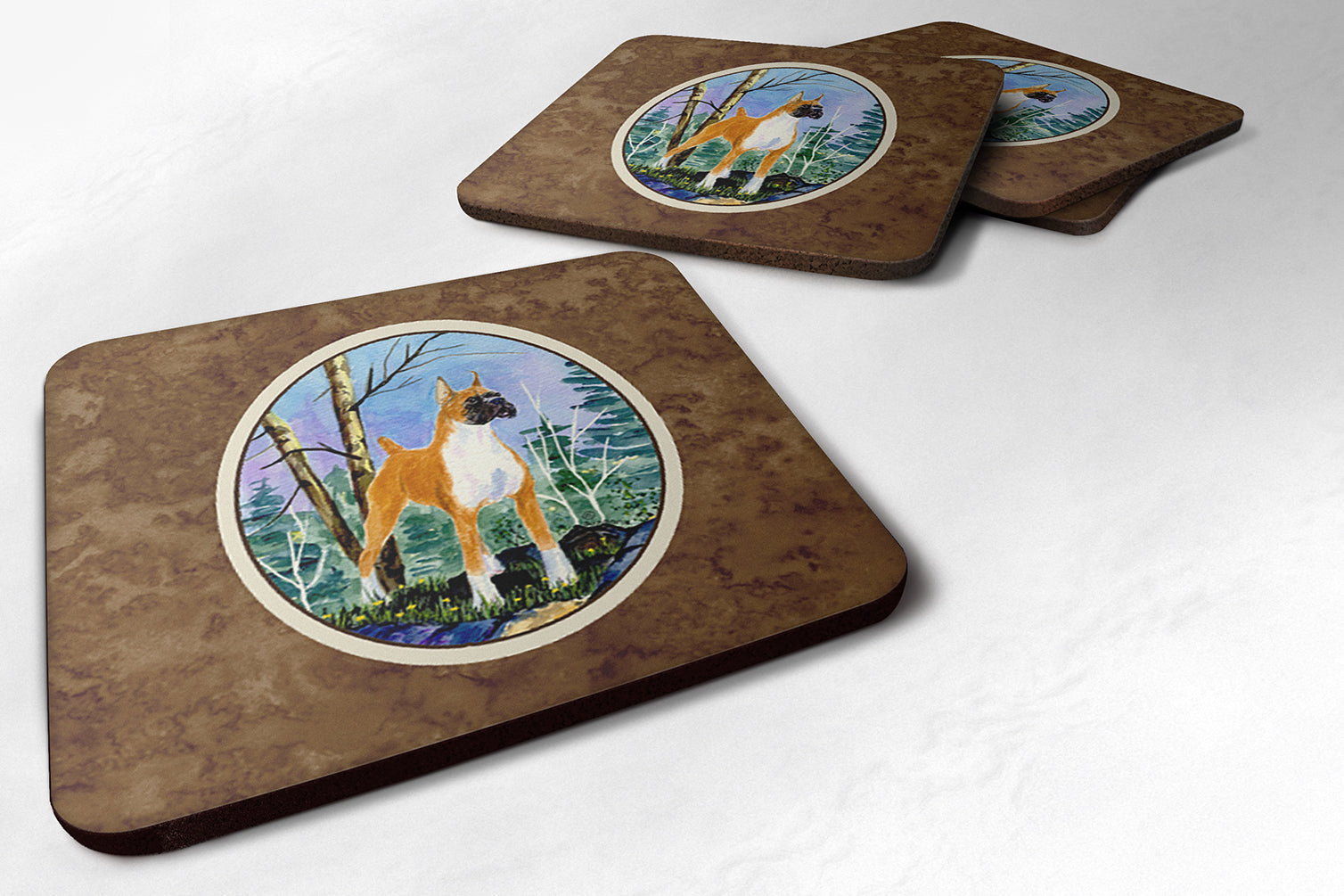 Boxer Foam Coasters Set of 4 Cup Coasters for Indoor Outdoor, Tabletop Protection, Anti Slip, Mouse pad Material