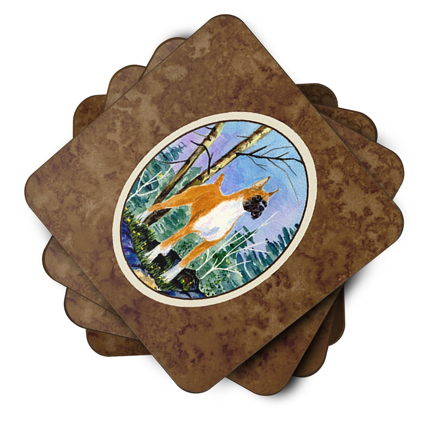 Boxer Foam Coasters Set of 4 Cup Coasters for Indoor Outdoor, Tabletop Protection, Anti Slip, Mouse pad Material