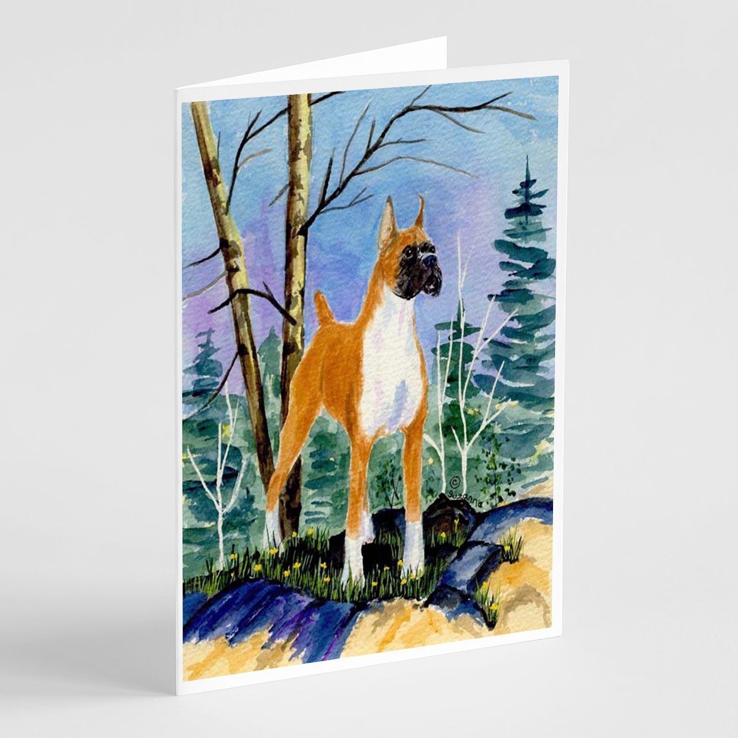 Boxer Greeting Cards Pack of 8 Blank Cards with Envelopes Whimsical A7 Size 5x7