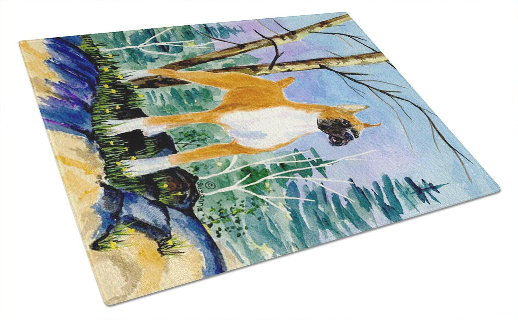 Boxer Cutting Board Tempered Glass Kitchen Cutting Surface, Heat Resistant Chopping, Non-Slip Feet, Food Prep & Serving