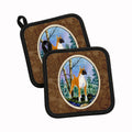Boxer Pot Holder Set of 2 Heat Resistant Quilted Hot Pads 7.5 x 7.5 Inch, Insulated Kitchen Trivets for Cooking & Baking