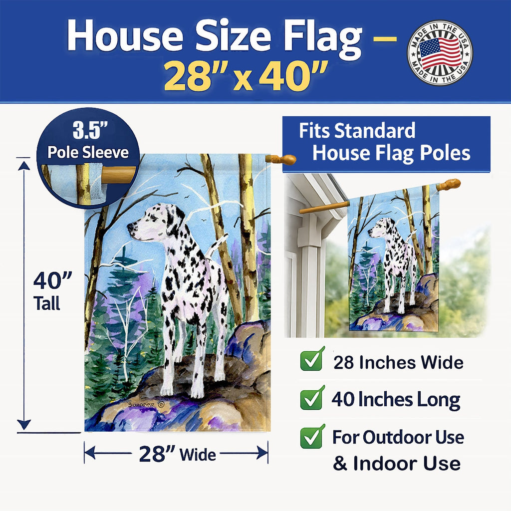 Dalmatian House Flag 28x40 Porch Sleeve Pole Decorative Outside Yard Banner Artwork Wall Hanging, Polyester