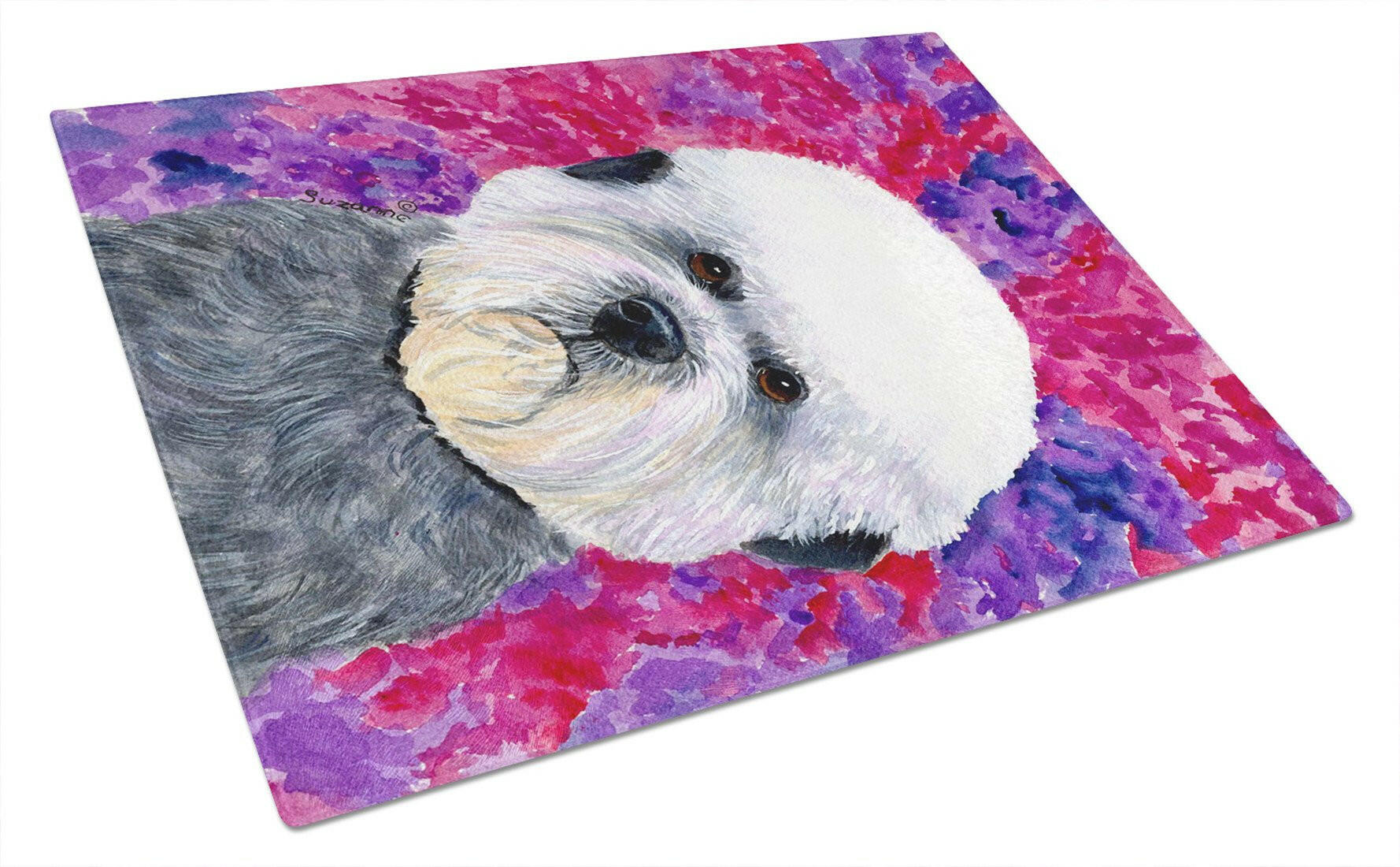 Dandie Dinmont Terrier Cutting Board Tempered Glass Kitchen Cutting Surface, Heat Resistant Chopping, Non-Slip Feet, Food Prep & Serving