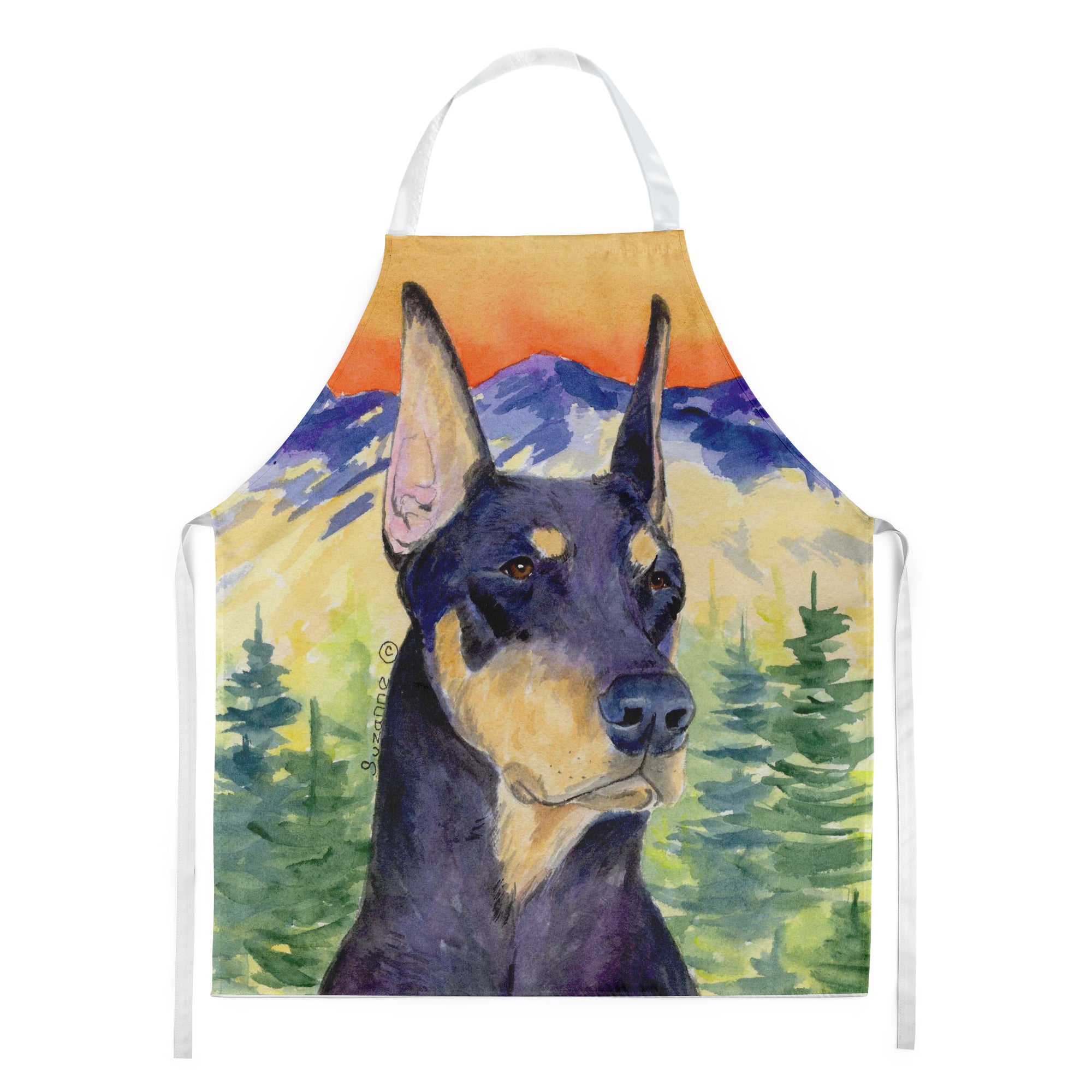 Doberman Apron Cooking Kitchen Server Baking Crafts Gardening for Adult Women Men, Unisex, Large, Multicolor