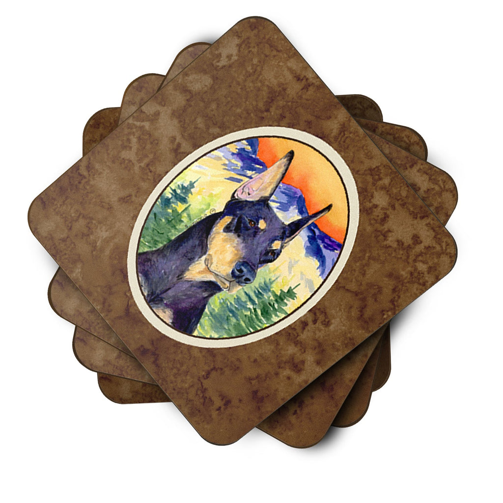 Doberman Foam Coasters Set of 4 Cup Coasters for Indoor Outdoor, Tabletop Protection, Anti Slip, Mouse pad Material