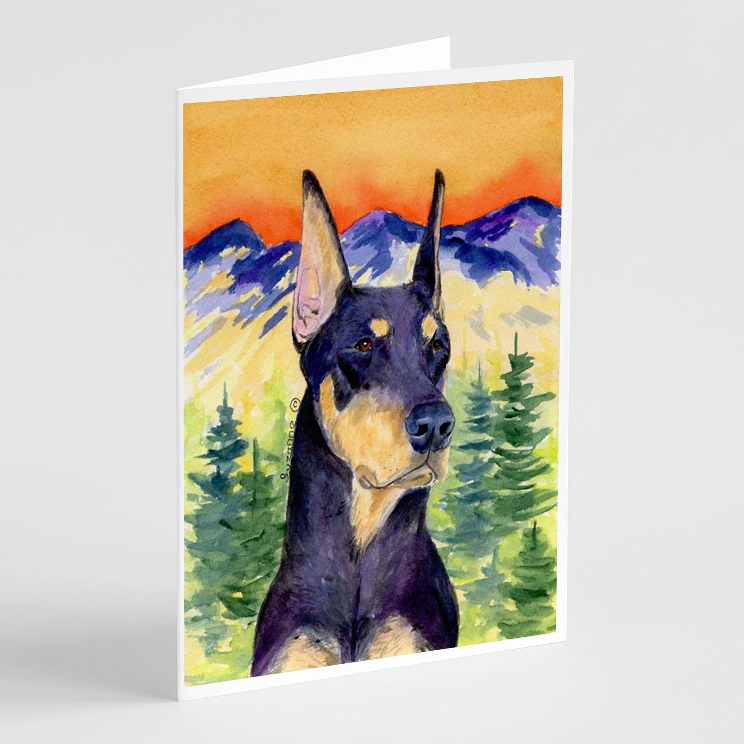 Doberman Greeting Cards Pack of 8 Blank Cards with Envelopes Whimsical A7 Size 5x7