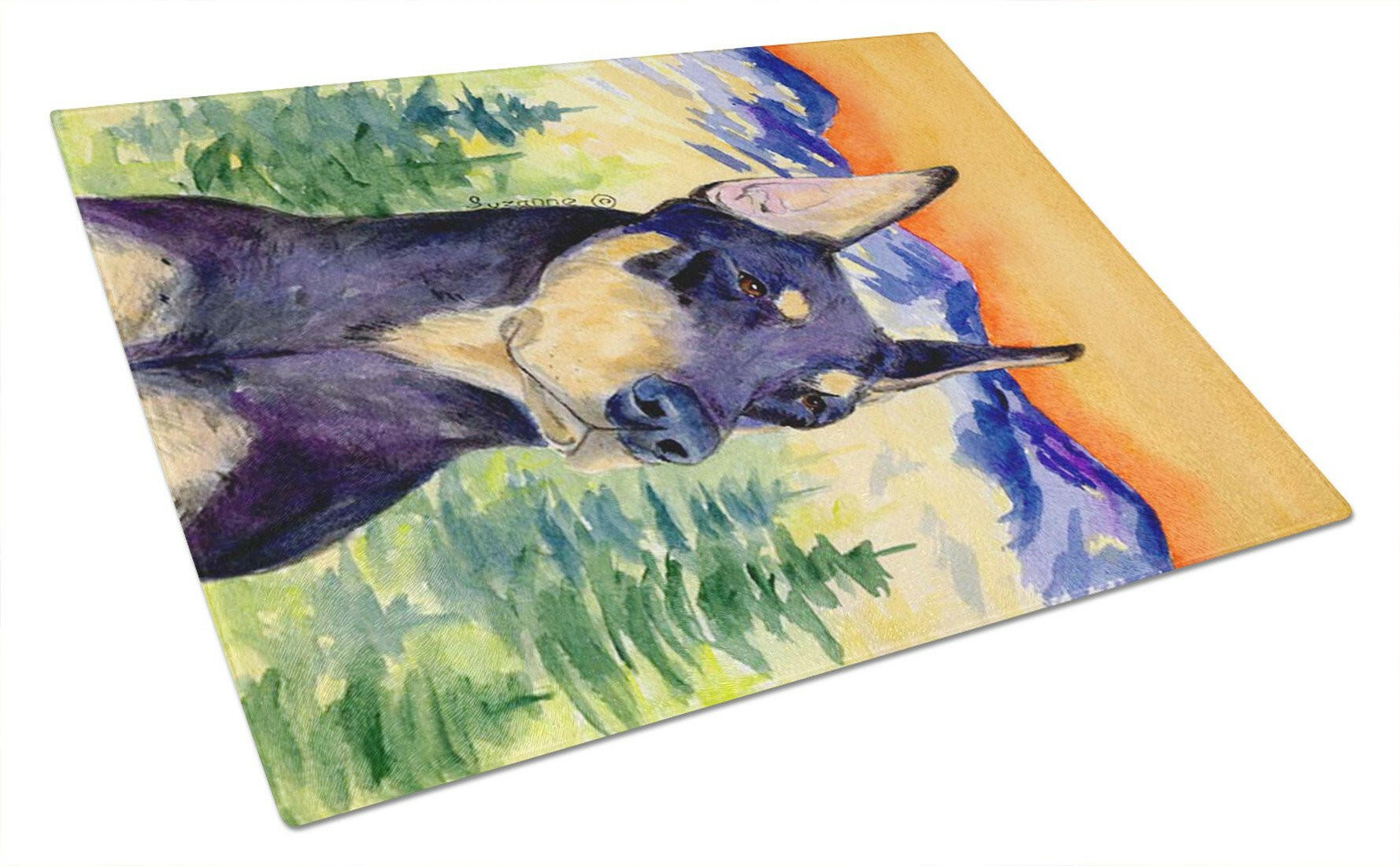 Doberman Cutting Board Tempered Glass Kitchen Cutting Surface, Heat Resistant Chopping, Non-Slip Feet, Food Prep & Serving