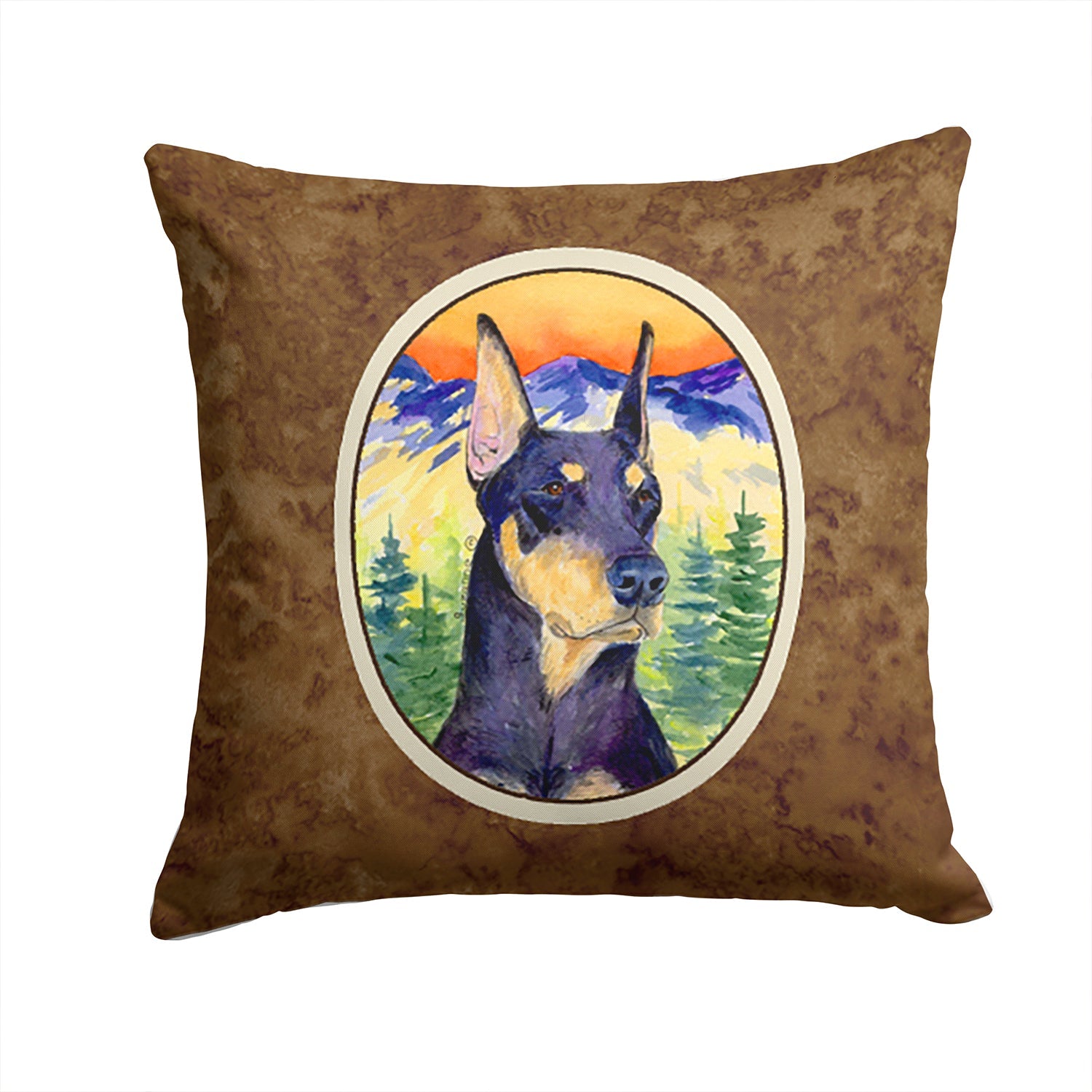 Doberman Decorative Throw Pillow 14x14 Indoor Outdoor Accent Cushion, Fabric Cover with Insert for Sofa, Bed, Porch & Living Room