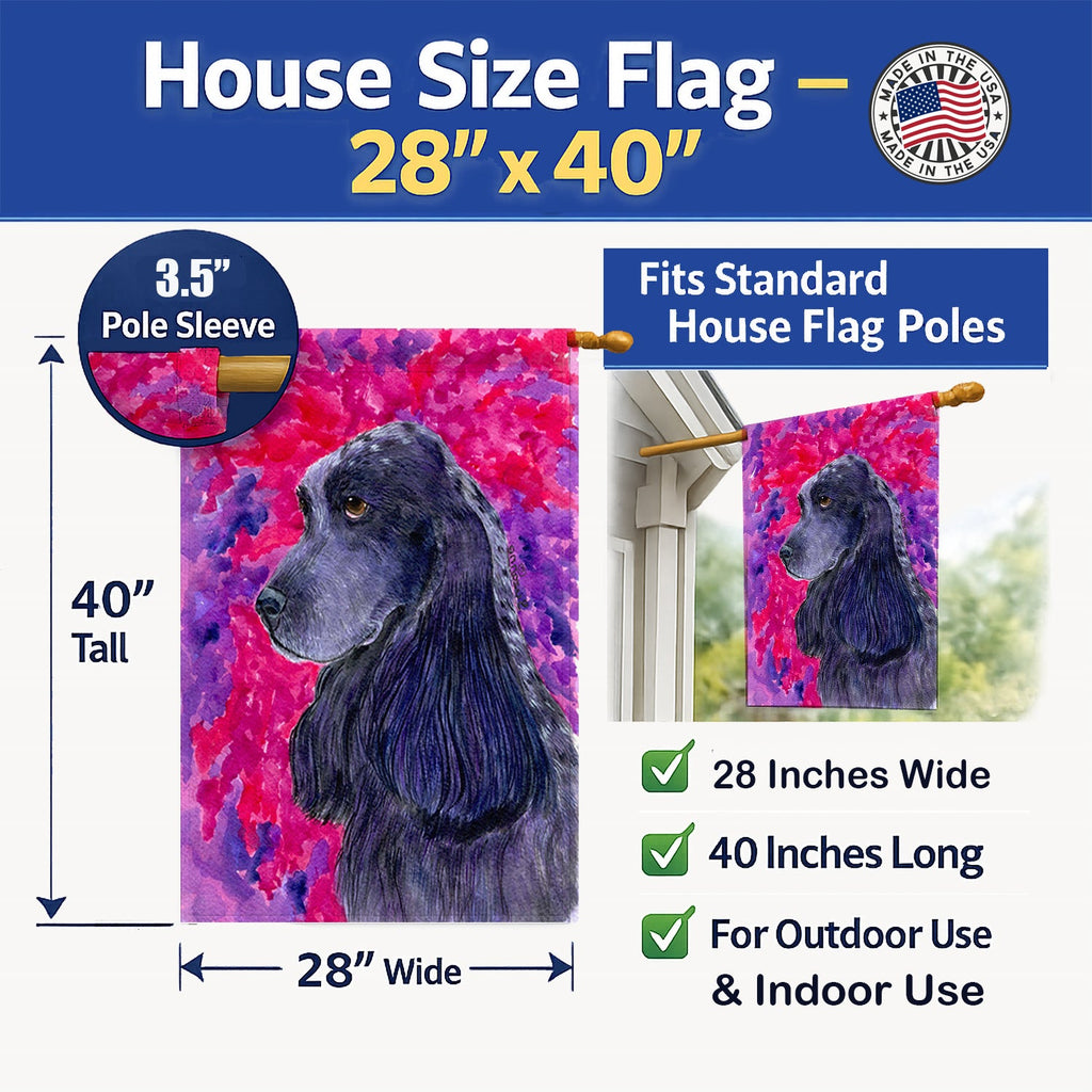 Cocker Spaniel House Flag 28x40 Porch Sleeve Pole Decorative Outside Yard Banner Artwork Wall Hanging, Polyester
