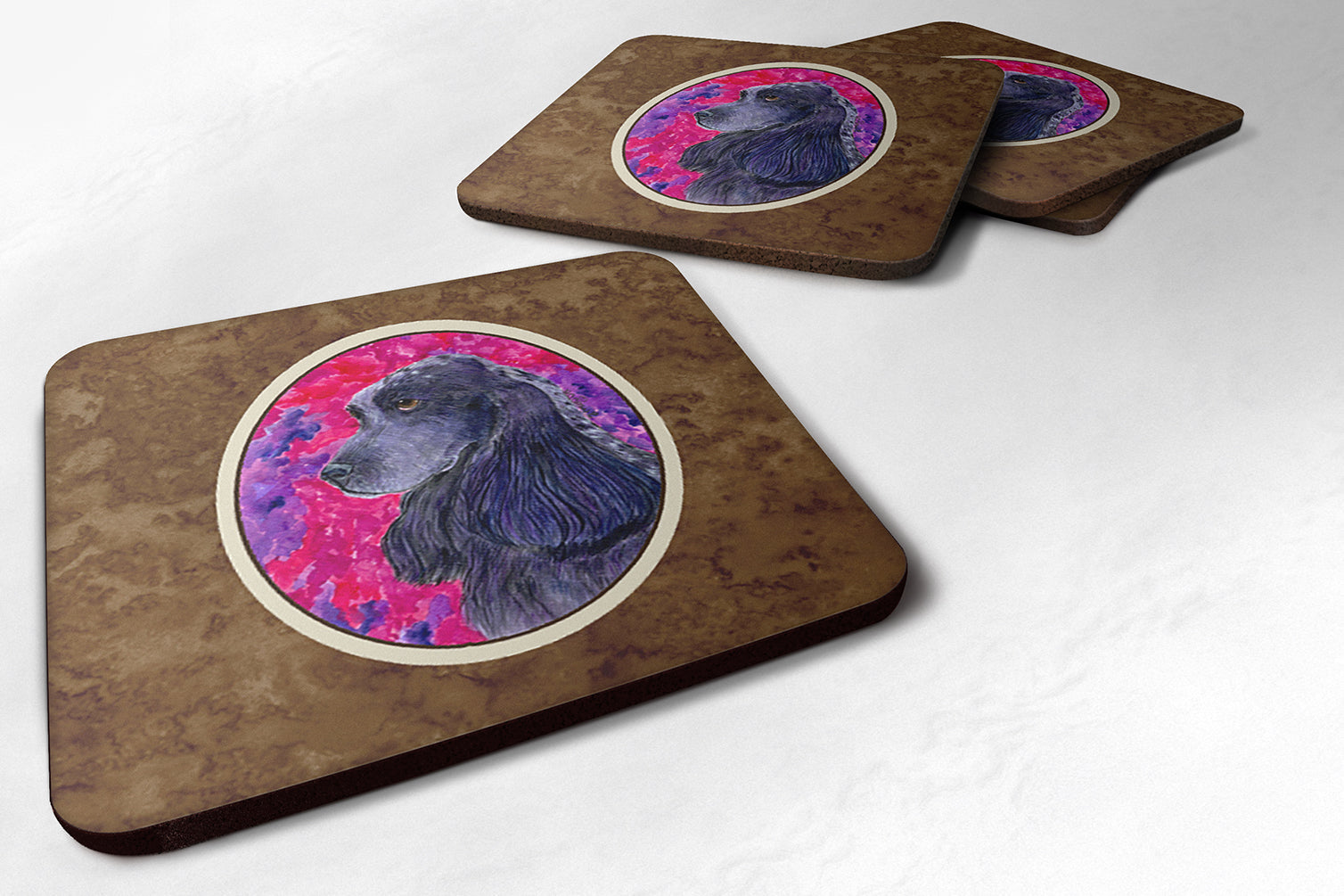 Cocker Spaniel Foam Coasters Set of 4 Cup Coasters for Indoor Outdoor, Tabletop Protection, Anti Slip, Mouse pad Material