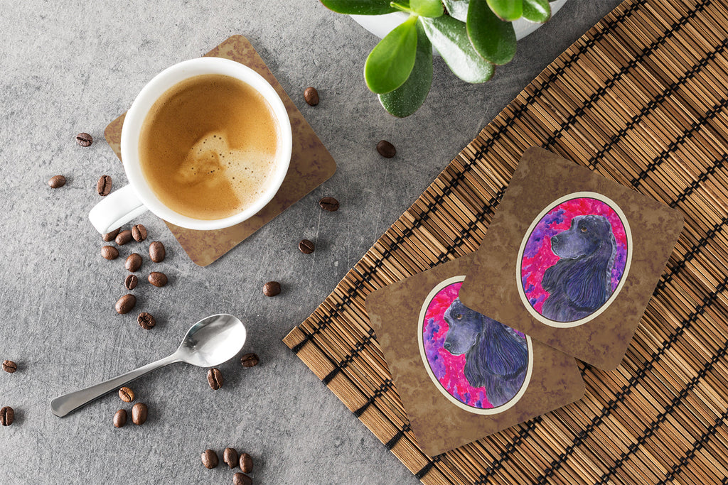 Cocker Spaniel Foam Coasters Set of 4 Cup Coasters for Indoor Outdoor, Tabletop Protection, Anti Slip, Mouse pad Material