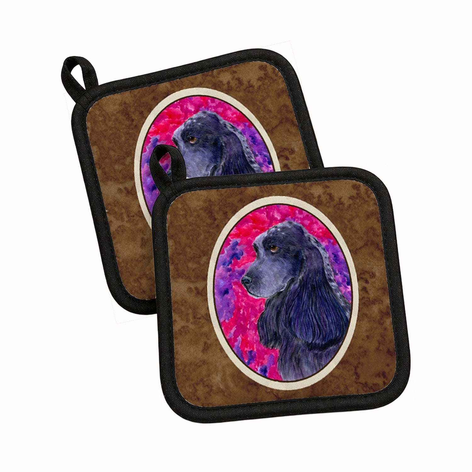 Cocker Spaniel Pot Holder Set of 2 Heat Resistant Quilted Hot Pads 7.5 x 7.5 Inch, Insulated Kitchen Trivets for Cooking & Baking