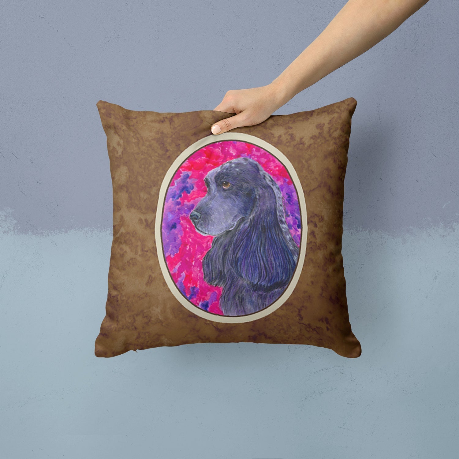 Cocker Spaniel Decorative Throw Pillow 14x14 Indoor Outdoor Accent Cushion, Fabric Cover with Insert for Sofa, Bed, Porch & Living Room