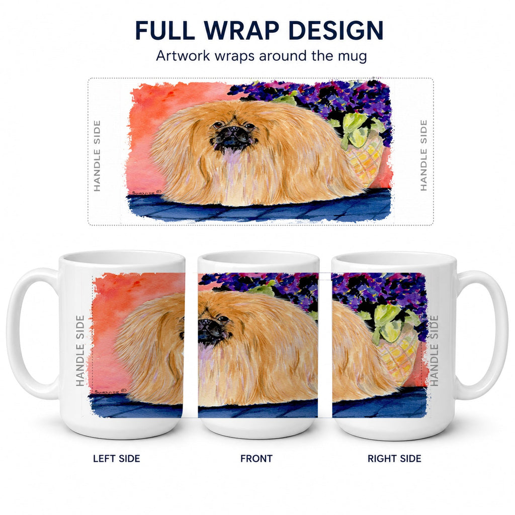 Pekingese Ceramic Coffee Mug 15 oz Decorative Large C Handle Mug Cup for Tea, Cocoa Hot Chocolate