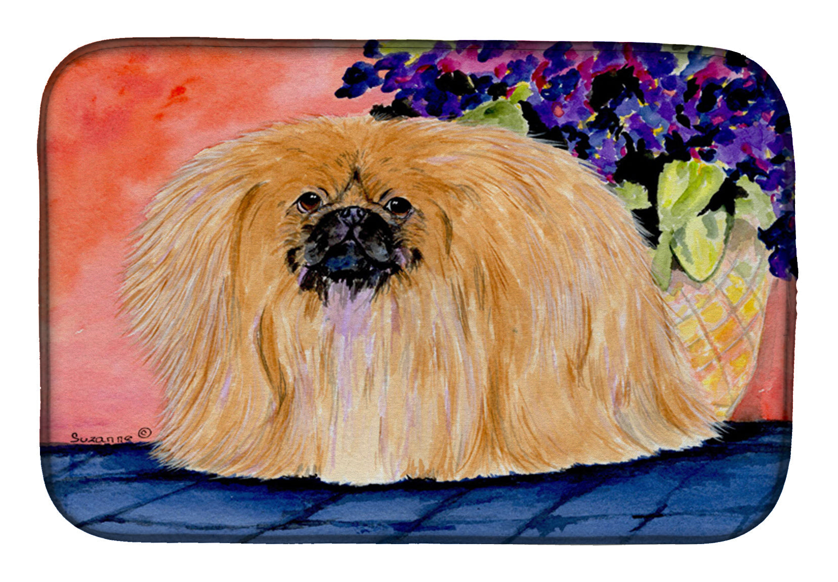 Pekingese Dish Drying Mat Absorbent Dish Drying Mat Pad for Kitchen Counter Dish Drainer Mat for Countertop, 14 x 21", Multicolor